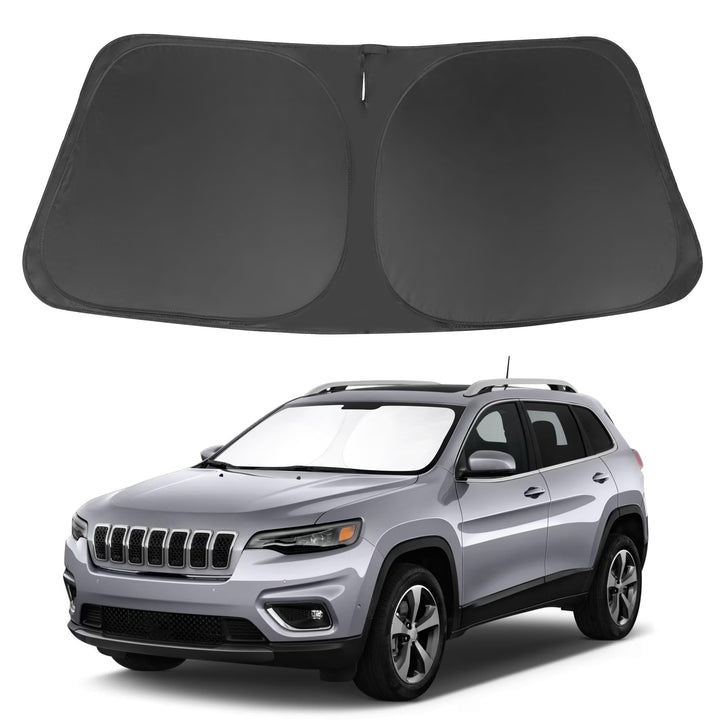 LHFLIVE front view of sun shade on packaging showing custom fit advantage