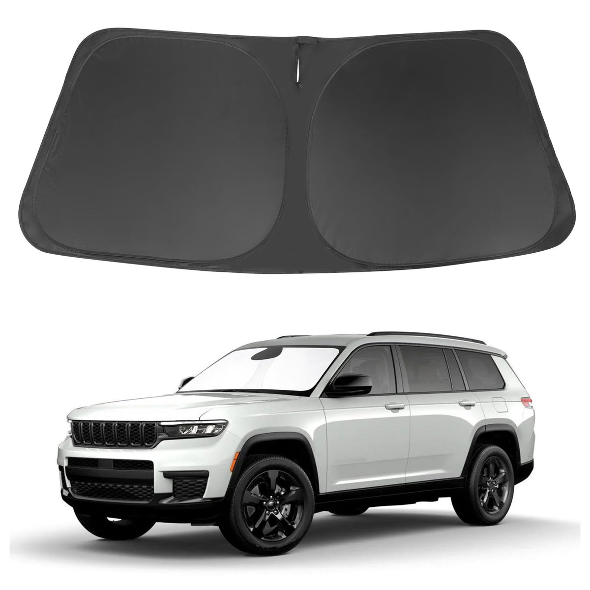 LHFLIVE front view of sun shade fitting Jeep Grand Cherokee protecting cabin