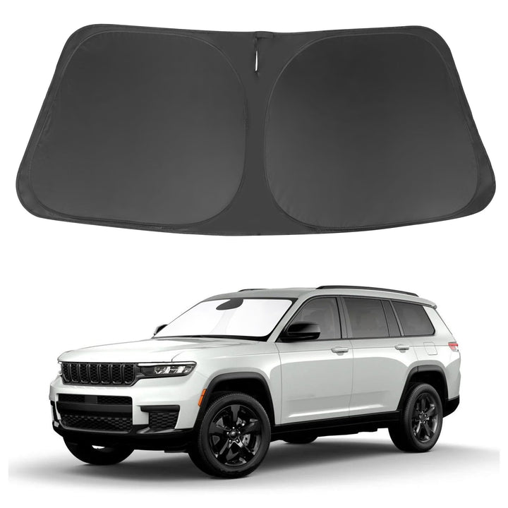 LHFLIVE front view of sun shade fitting Jeep Grand Cherokee protecting cabin