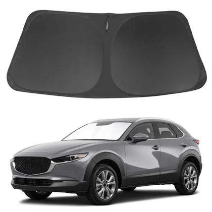 LHFLIVE front view of shade packaging showing custom-fit for Mazda CX-30