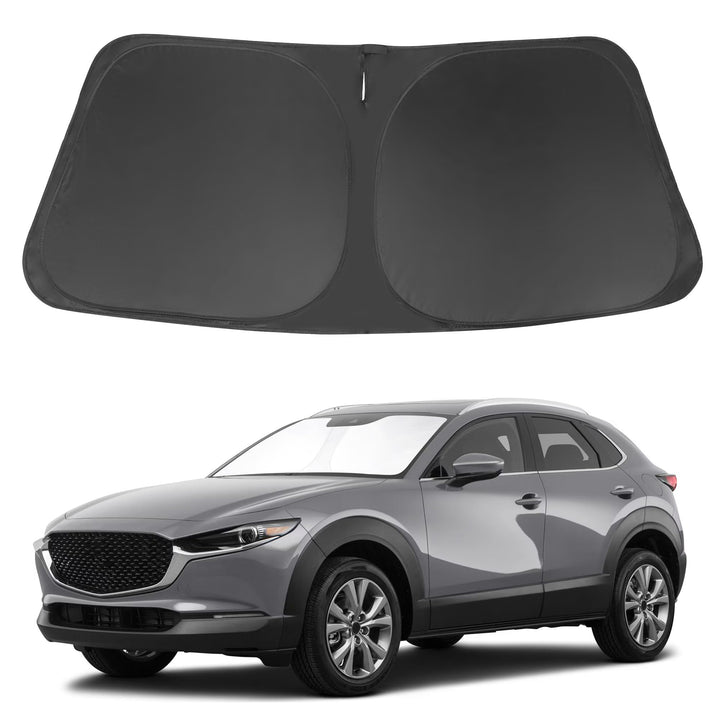 LHFLIVE front view of shade packaging showing custom-fit for Mazda CX-30
