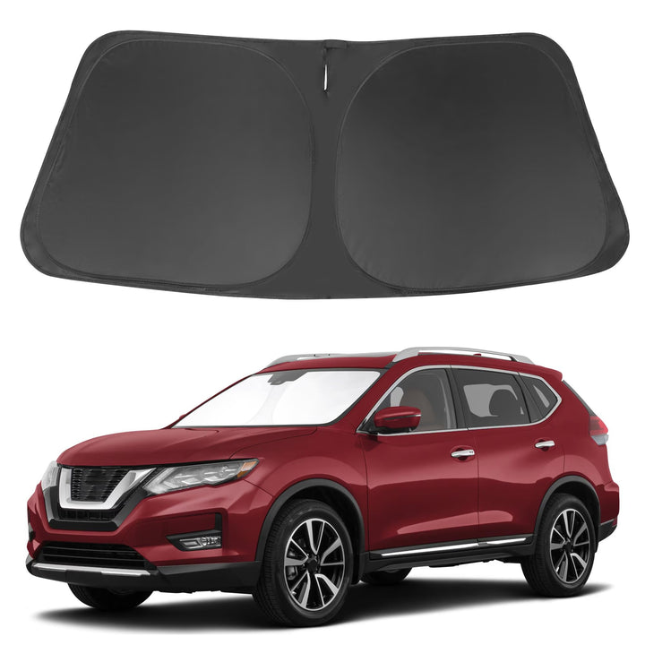 LHFLIVE front view of shade on windshield showing snug fit and UV protection