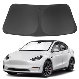 LHFLIVE front packaging showing custom-fit Model Y sun shade and benefits