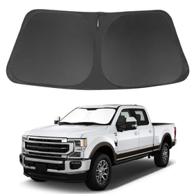 LHFLIVE front view of sun shade on windshield showing custom fit and protection