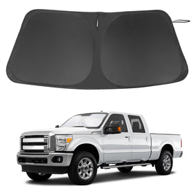 LHFLIVE front view of shade on windshield showing full coverage and protection