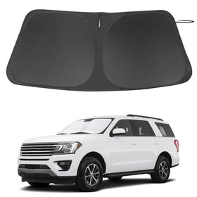 LHFLIVE front view of windshield sun shade showing full fit and protection benefits