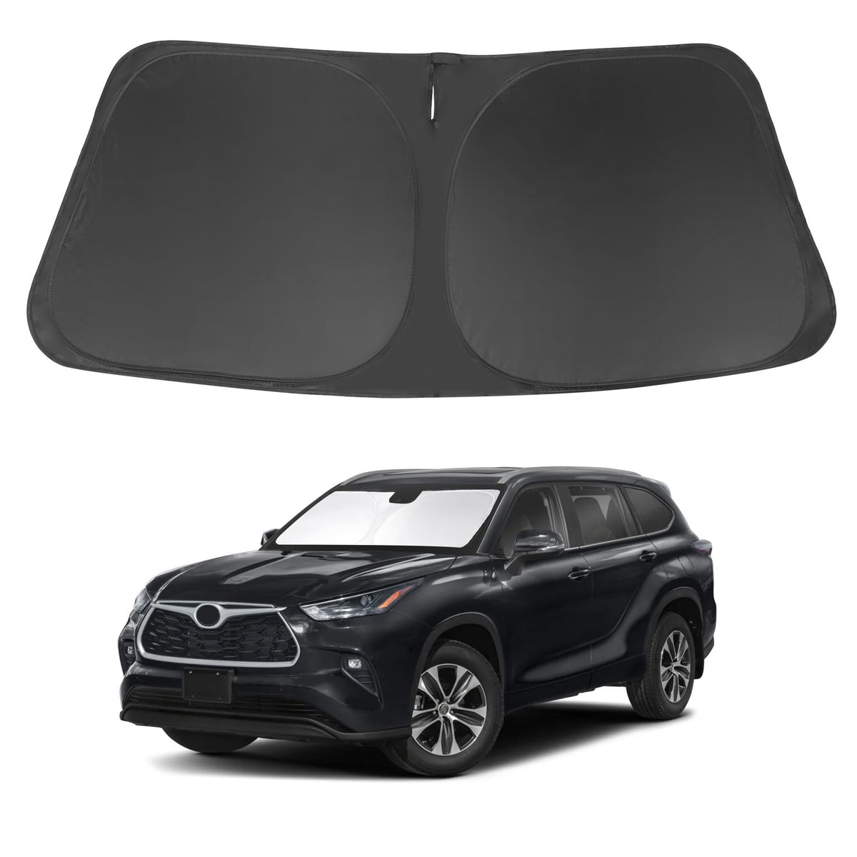 LHFLIVE front view on Highlander showing full windshield coverage and sun protection