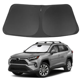LHFLIVE front view of shade on RAV4 showing full windshield coverage and protection