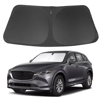 LHFLIVE front view of shade on Mazda CX-5 windshield showing full coverage and fit