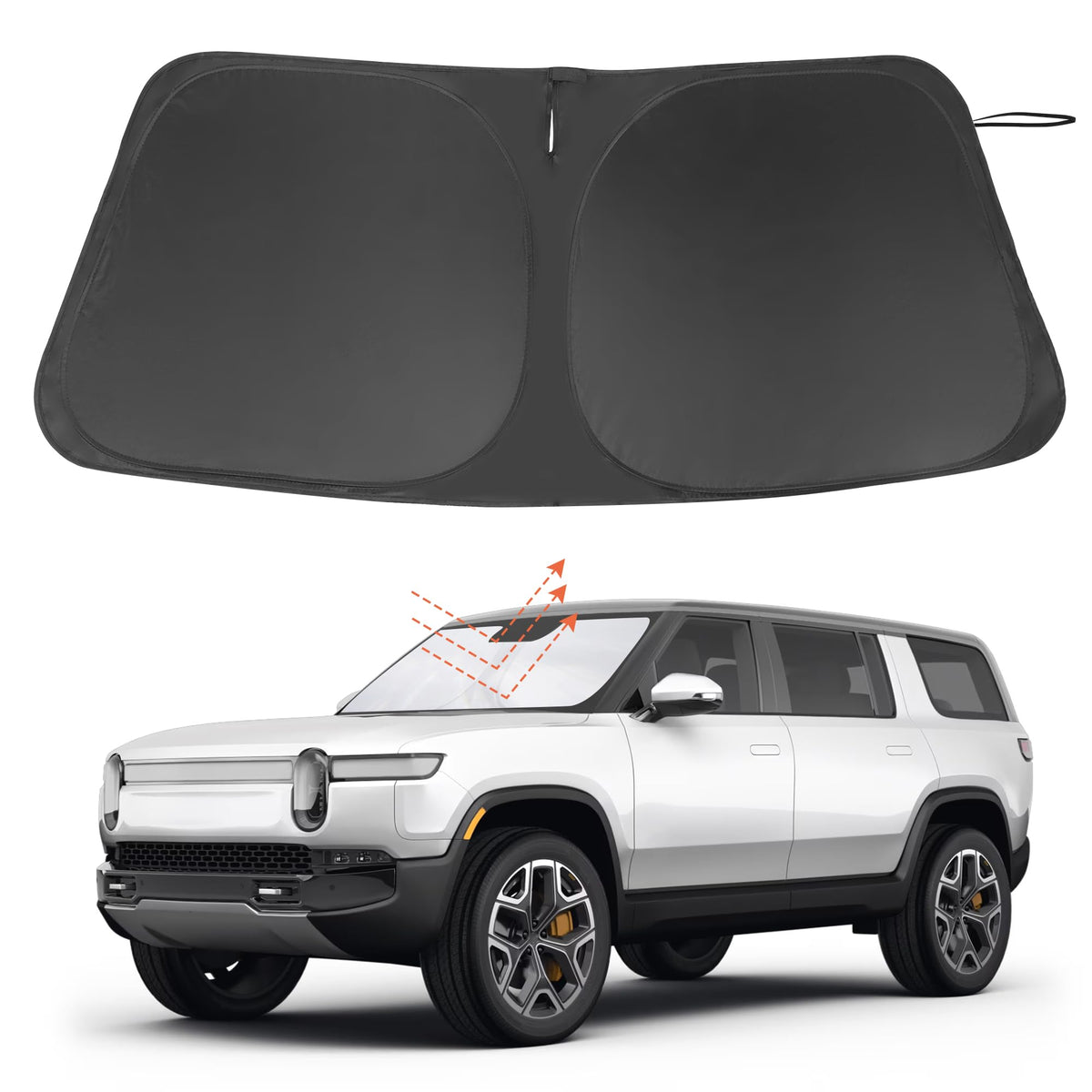 LHFLIVE front view windshield shade showing full fit and coverage benefits