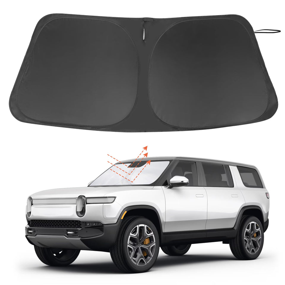 LHFLIVE front view windshield shade showing full fit and coverage benefits