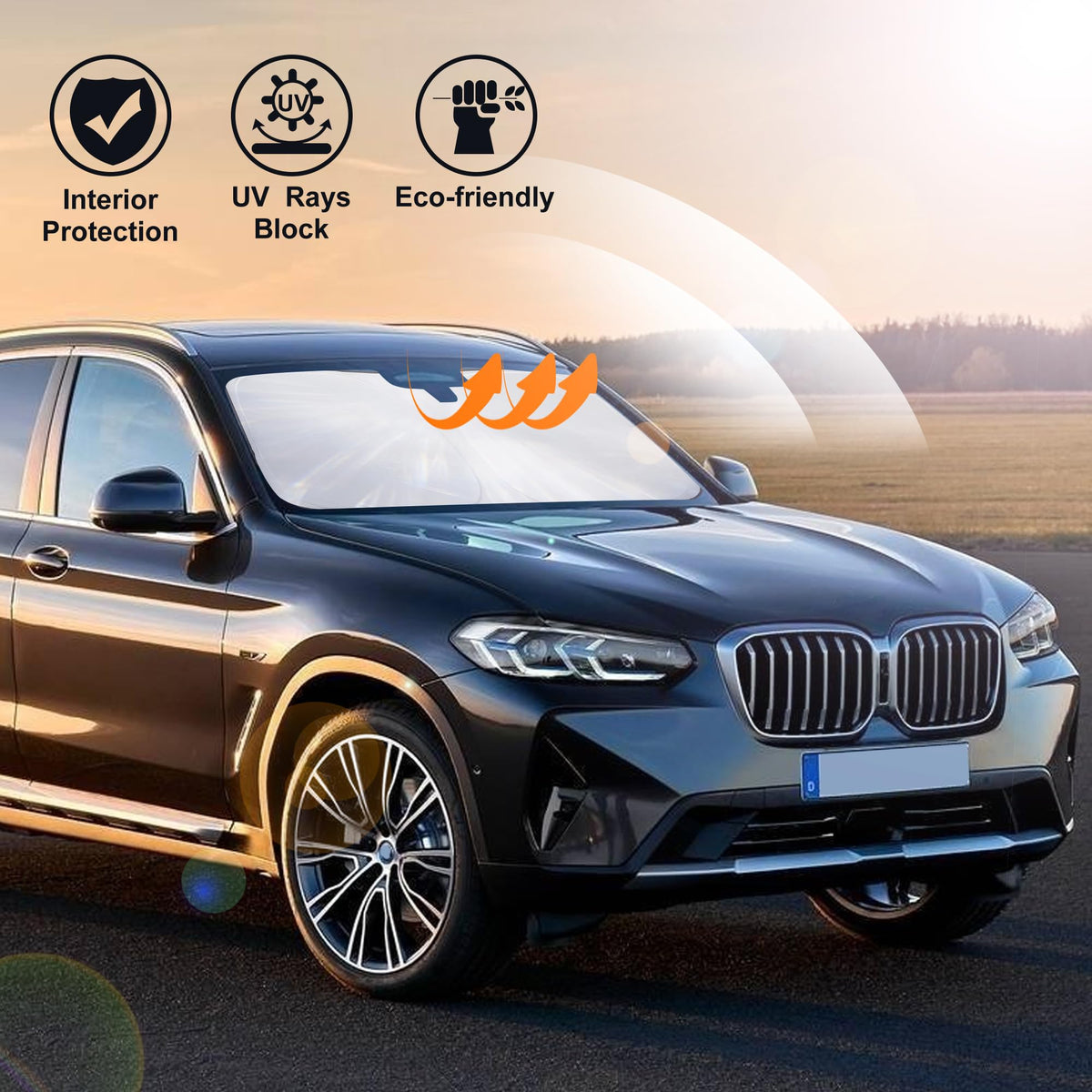 LHFLIVE lifestyle scene with BMW X3 in driveway showing cabin protection benefit