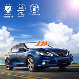 LHFLIVE lifestyle shot of Altima parked with shade protecting dashboard and seats