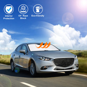 LHFLIVE lifestyle shot of parked Mazda 3 demonstrating cooler cabin comfort