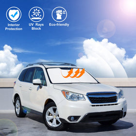 LHFLIVE lifestyle image of parked Forester with shade preventing interior fading