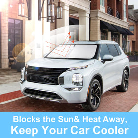 LHFLIVE in parked Outlander under sun demonstrating cabin protection