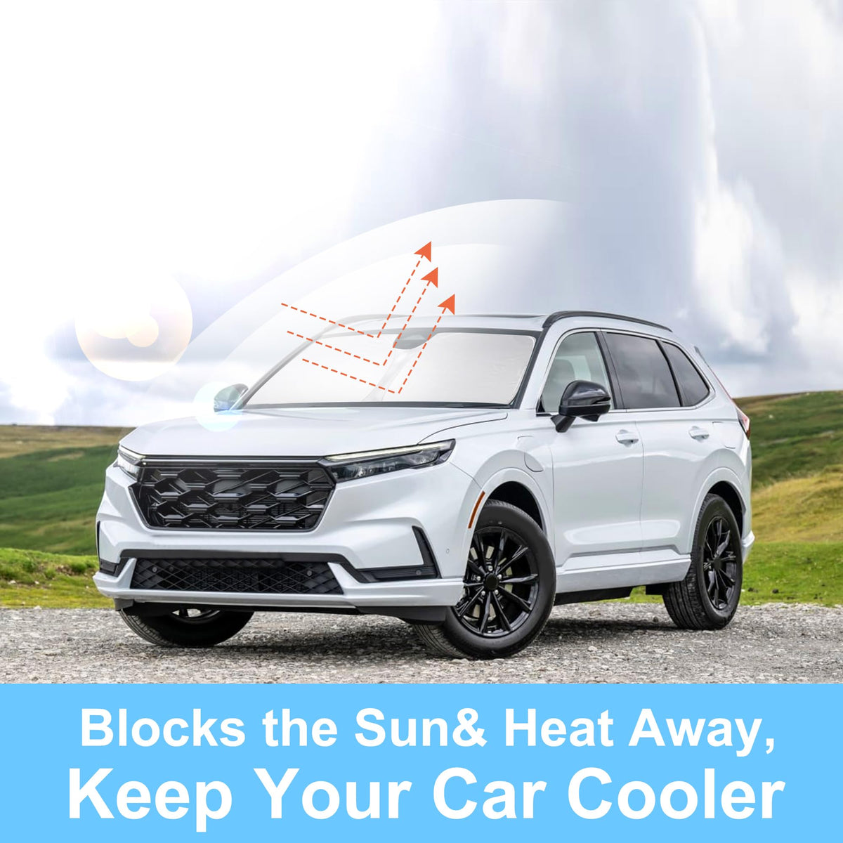 LHFLIVE lifestyle image of CR-V with shade under bright sun illustrating protected cabin