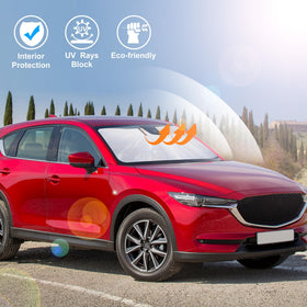 LHFLIVE lifestyle shot of parked CX-5 using shade to reduce sun heat