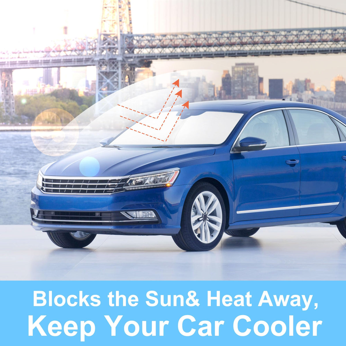 LHFLIVE shade in parked Passat providing cool interior and protection