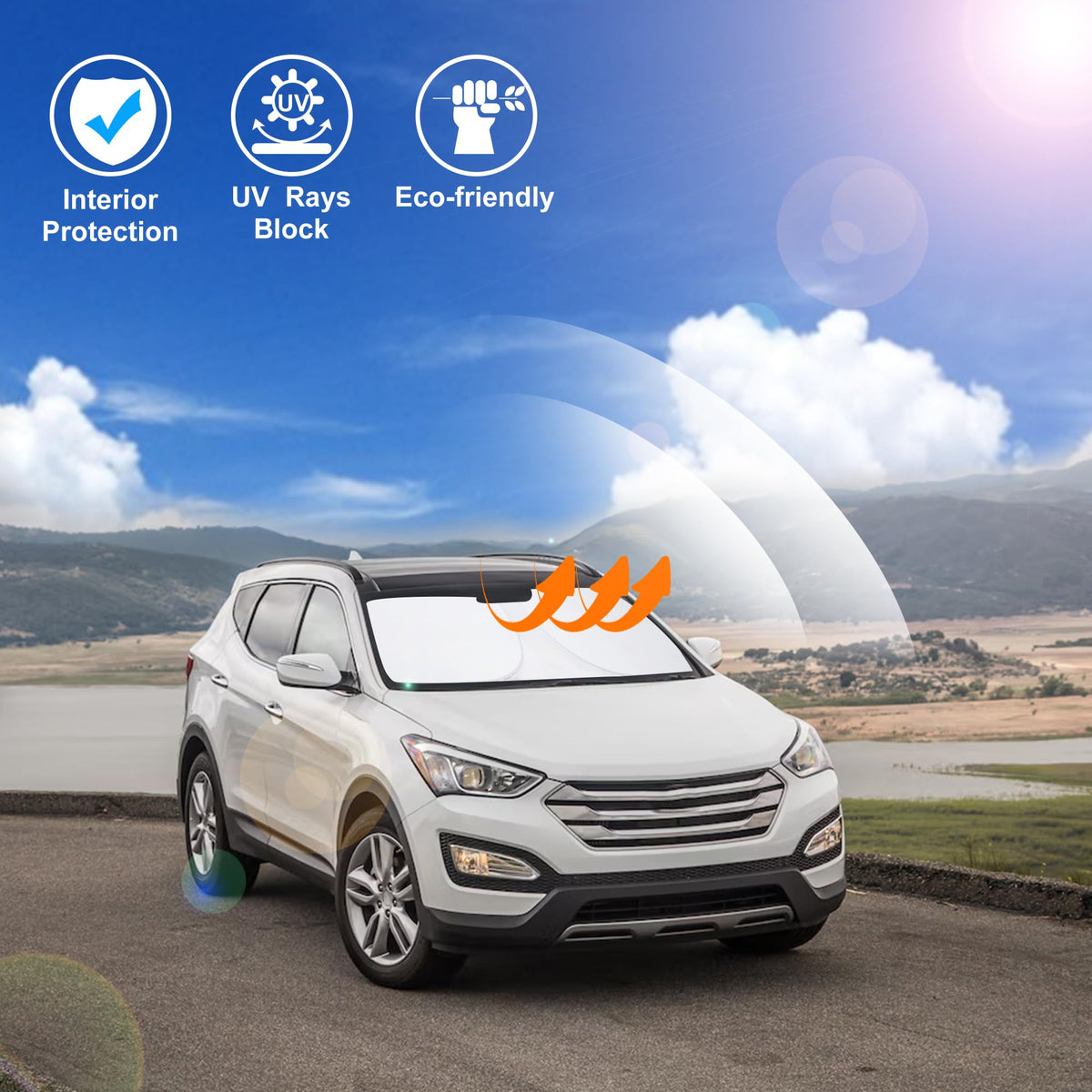 LHFLIVE lifestyle image of vehicle parked in sun showing shade protecting interior surfaces