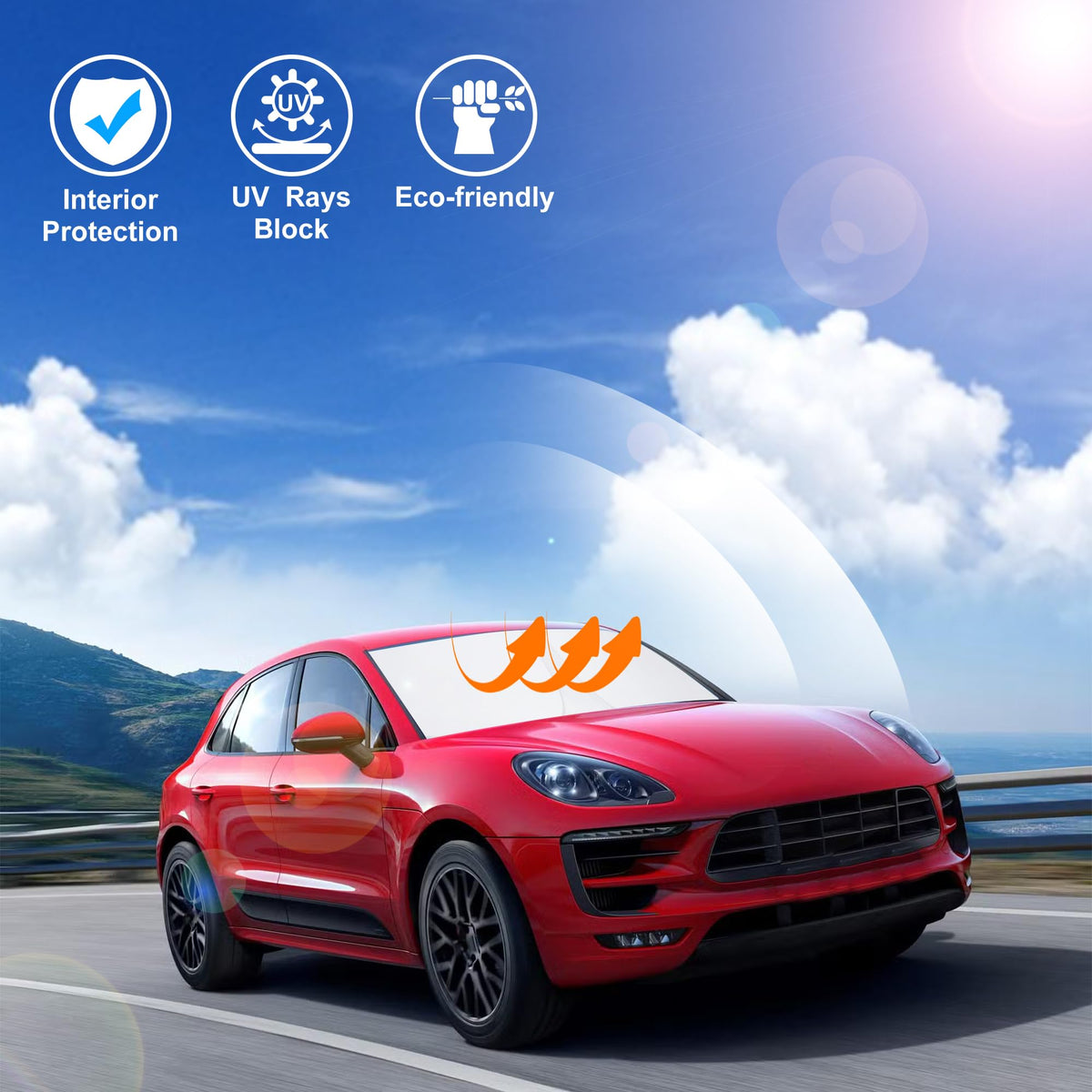 LHFLIVE shade in parked Macan illustrating cooler interior and protected trim