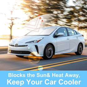 LHFLIVE shade in a Prius parked in sun demonstrating heat reduction