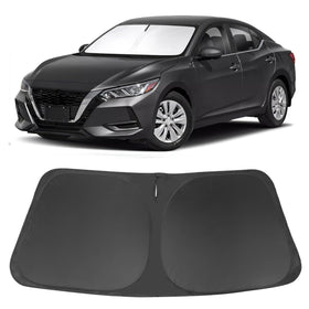 LHFLIVE front view of sun shade showing full windshield coverage and protection