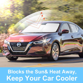 LHFLIVE shaded Sentra parked in driveway showcasing interior protection benefit