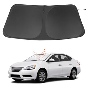 LHFLIVE front view sunshade fitted on Nissan Sentra reduces cabin heat