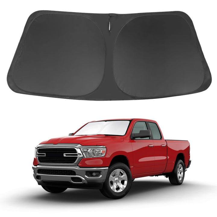 LHFLIVE front view on Dodge RAM 1500 showing full windshield coverage and cool cabin benefit