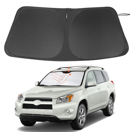LHFLIVE front view sunshade fitted in RAV4 windshield reducing cabin heat