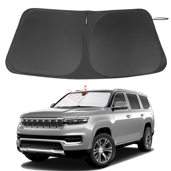LHFLIVE front view on Jeep Wagoneer showing full windshield coverage and sun protection