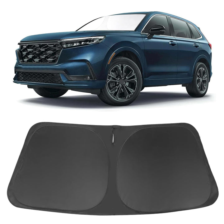 LHFLIVE front view sun shade on Honda CR-V windshield showing full coverage and cooling benefit