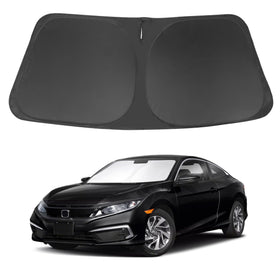 LHFLIVE sun shade front view showing full windshield coverage and protected interior