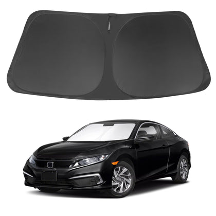 LHFLIVE sun shade front view showing full windshield coverage and protected interior