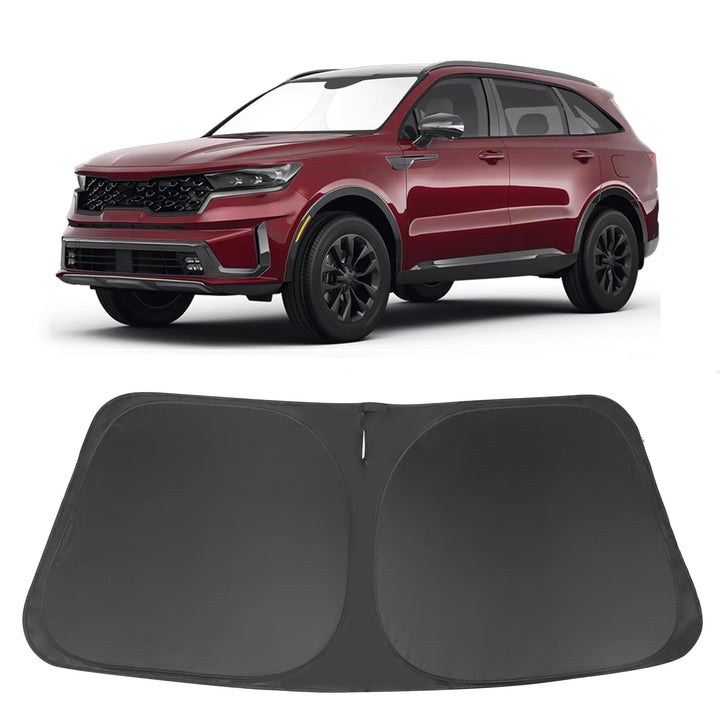 LHFLIVE front-facing sun shade showing full windshield coverage and protection
