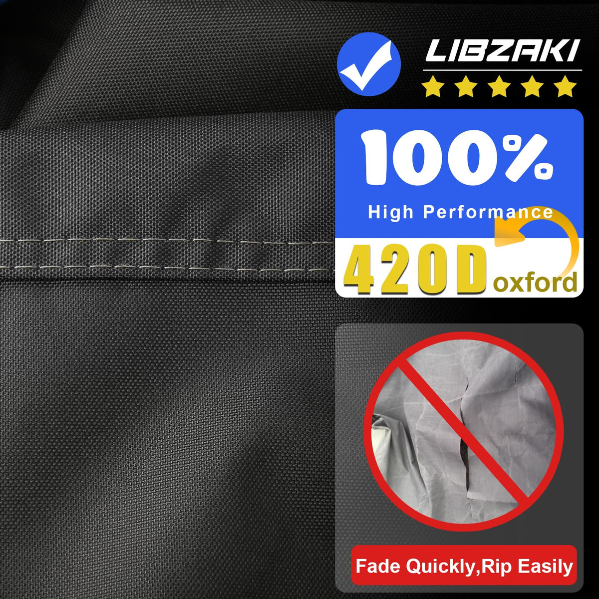 LI LIBZAKI fabric close-up of 420D Oxford texture for long-lasting durability