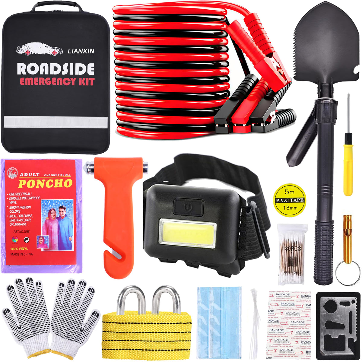 LIANXIN front view of packed emergency kit showing organized storage and accessibility