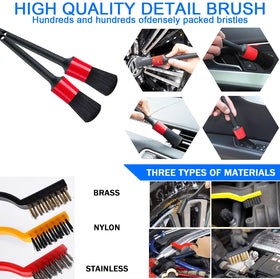 LIANXIN wheel and tire brushes close-up showing tough bristles for brake dust removal