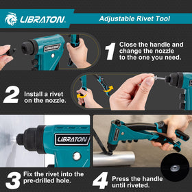 LIBRATON action shot applying a pop rivet demonstrating fast, secure fastening