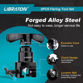 LIBRATON close-up of clutch-style flaring head ensuring consistent single-flare results