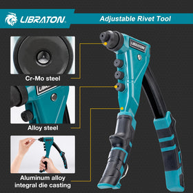 LIBRATON close-up of four interchangeable nozzles and rivets for quick size swaps