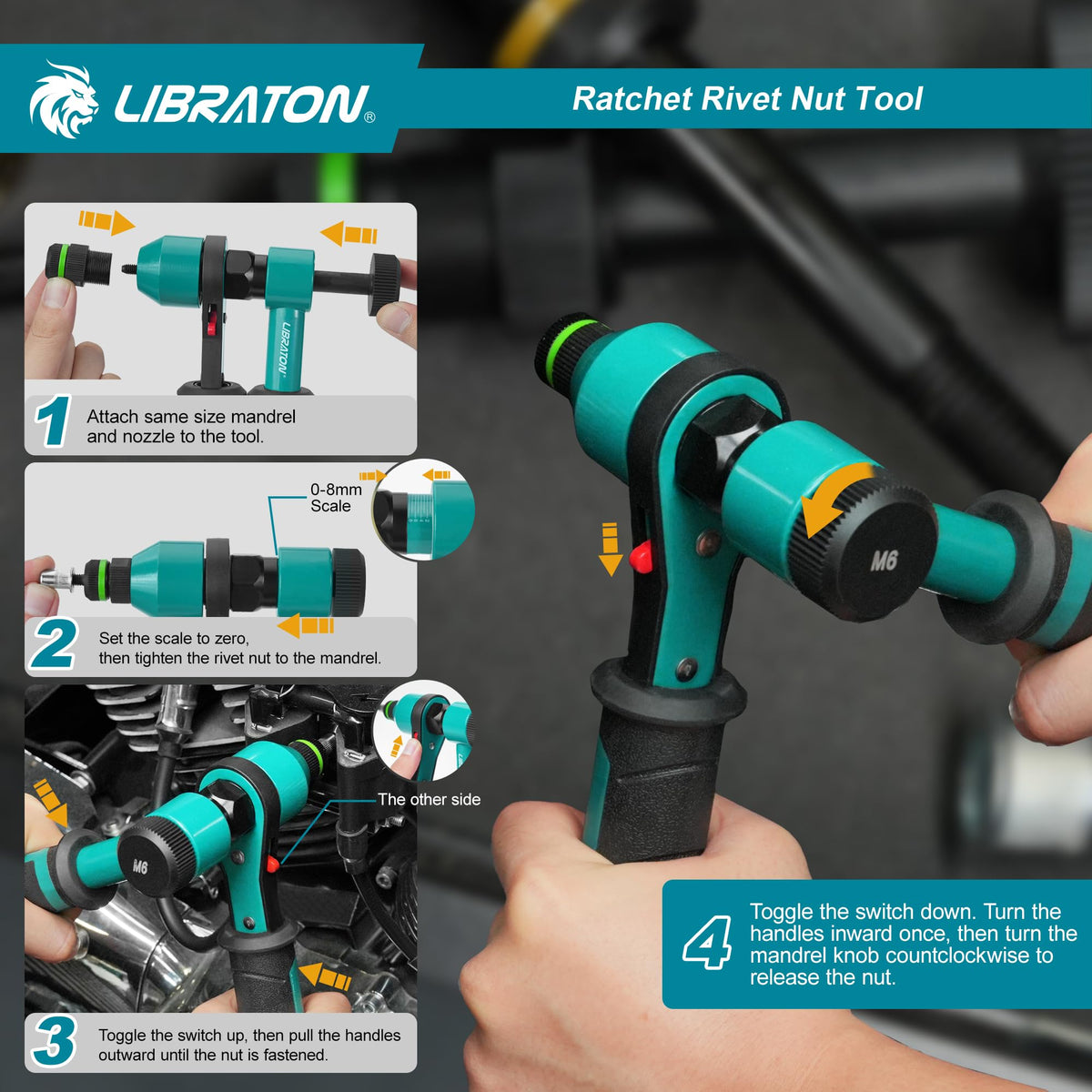 LIBRATON ergonomic handle grip for reduced fatigue and better control