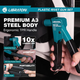 LIBRATON fastener removal pry bar included in kit for quick, clean extraction of nylon rivets