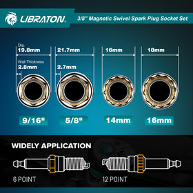 LIBRATON magnet in socket view securing spark plug to prevent drops