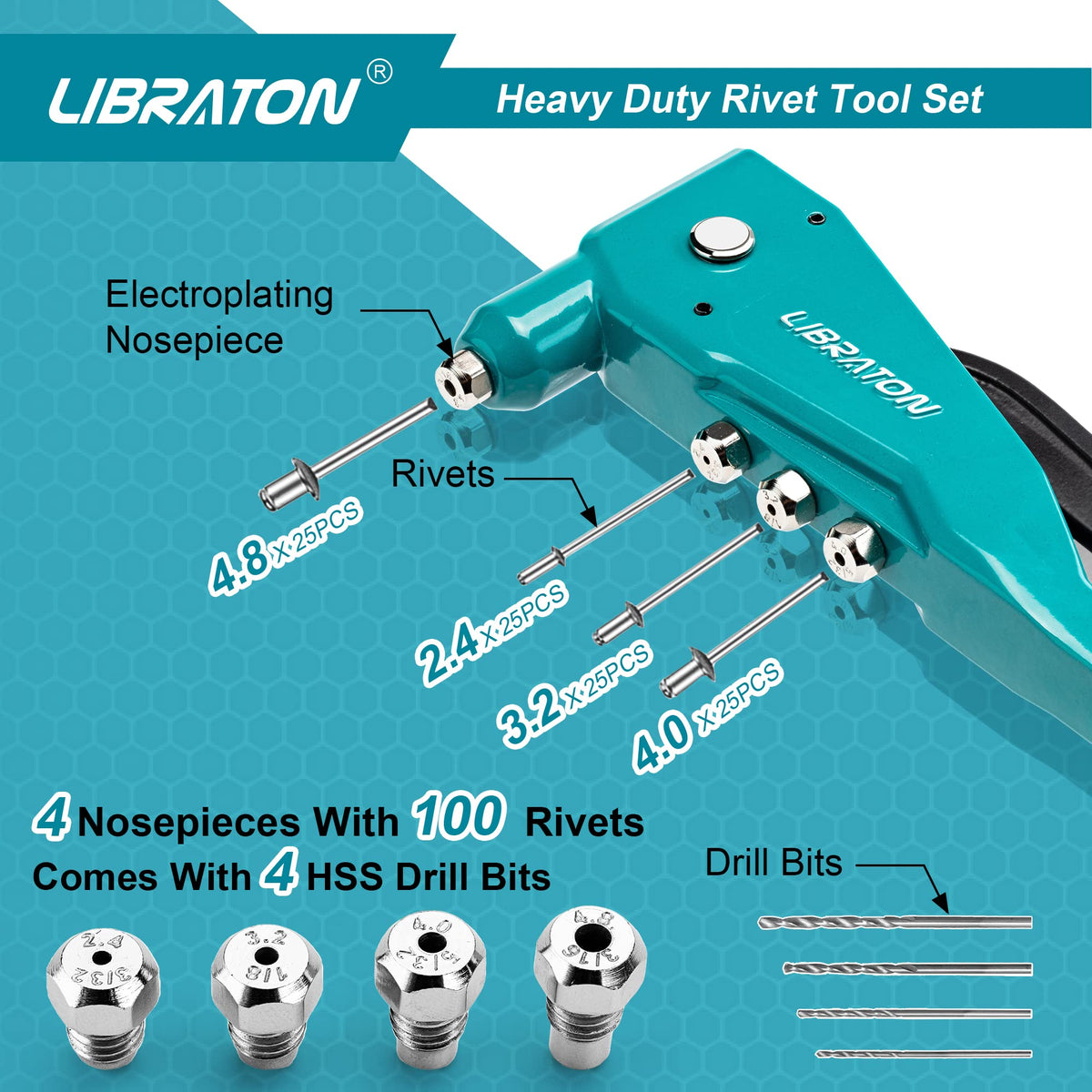 LIBRATON nosepieces and mini wrench for fast head changes and accuracy