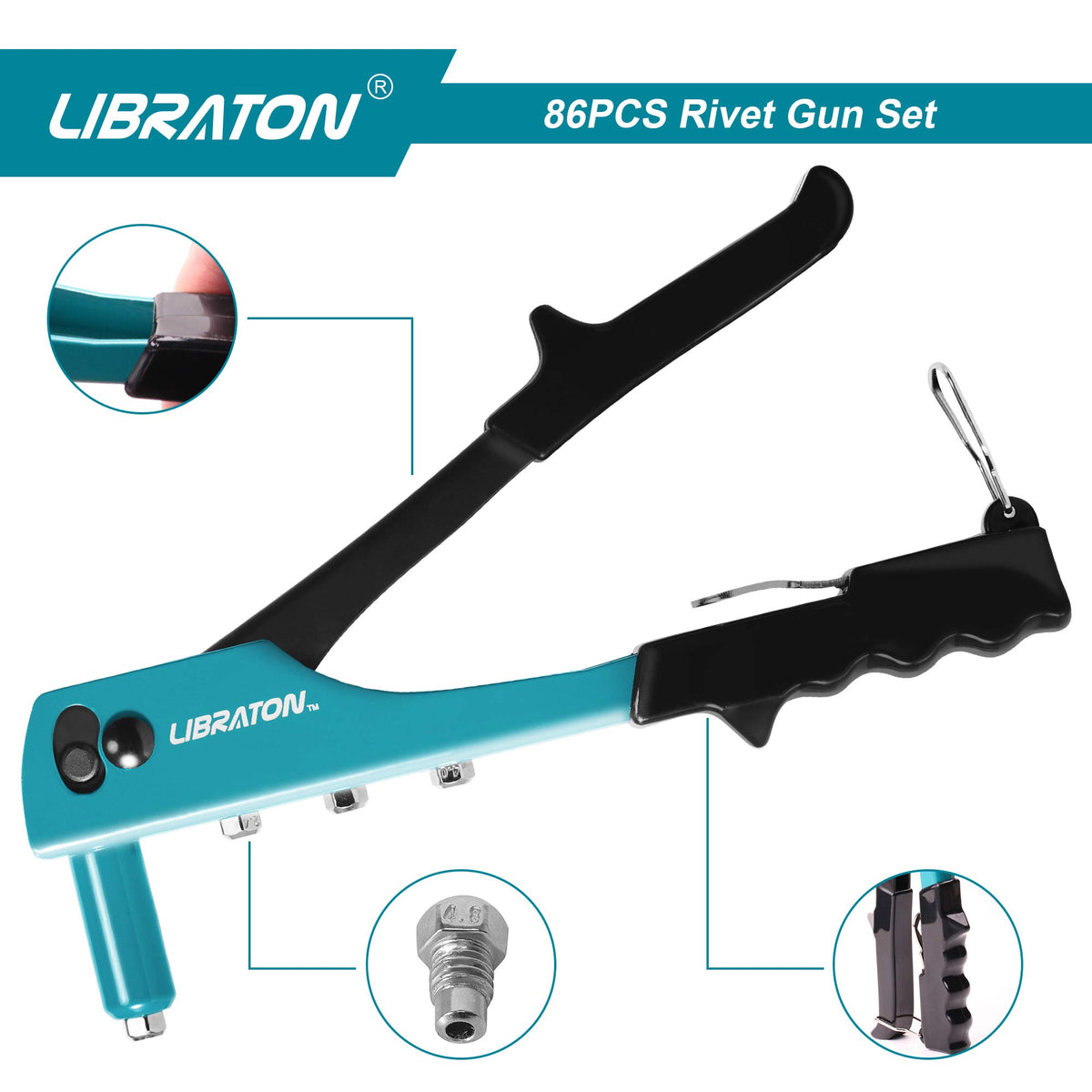 LIBRATON nosepieces stored in handle for fast head changes