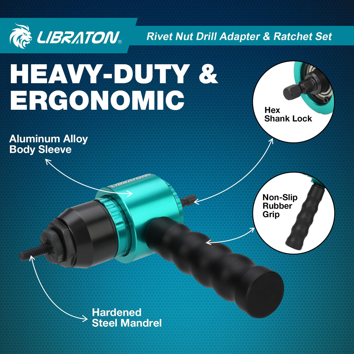 LIBRATON ratchet wrench used manually for controlled rivnut setting