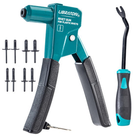 LIBRATON rivet gun front view showing compact 90 degree head and lightweight design for better access
