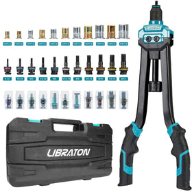 LIBRATON front view of rivet nut gun showing robust carbon-steel body for durability